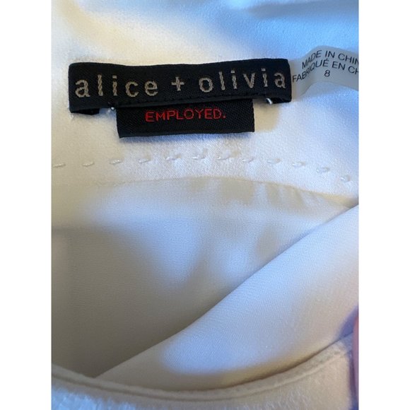 Alice + Olivia Employed White Sleeveless Mini Shift Dress Size 8 - Picture 2 of 6
